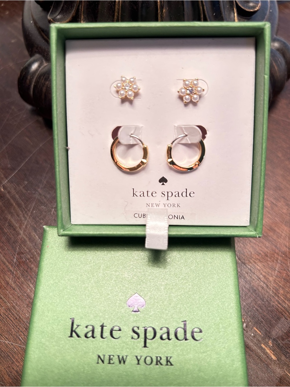 kate spade Gold Hoop and Pearl Cluster Stud Earring Set